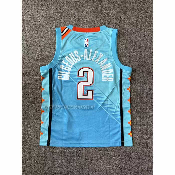 Camiseta Nino Oklahoma City Thunder Shai Gilgeous Alexander NO 2 Ciudad 2018-19 Azul